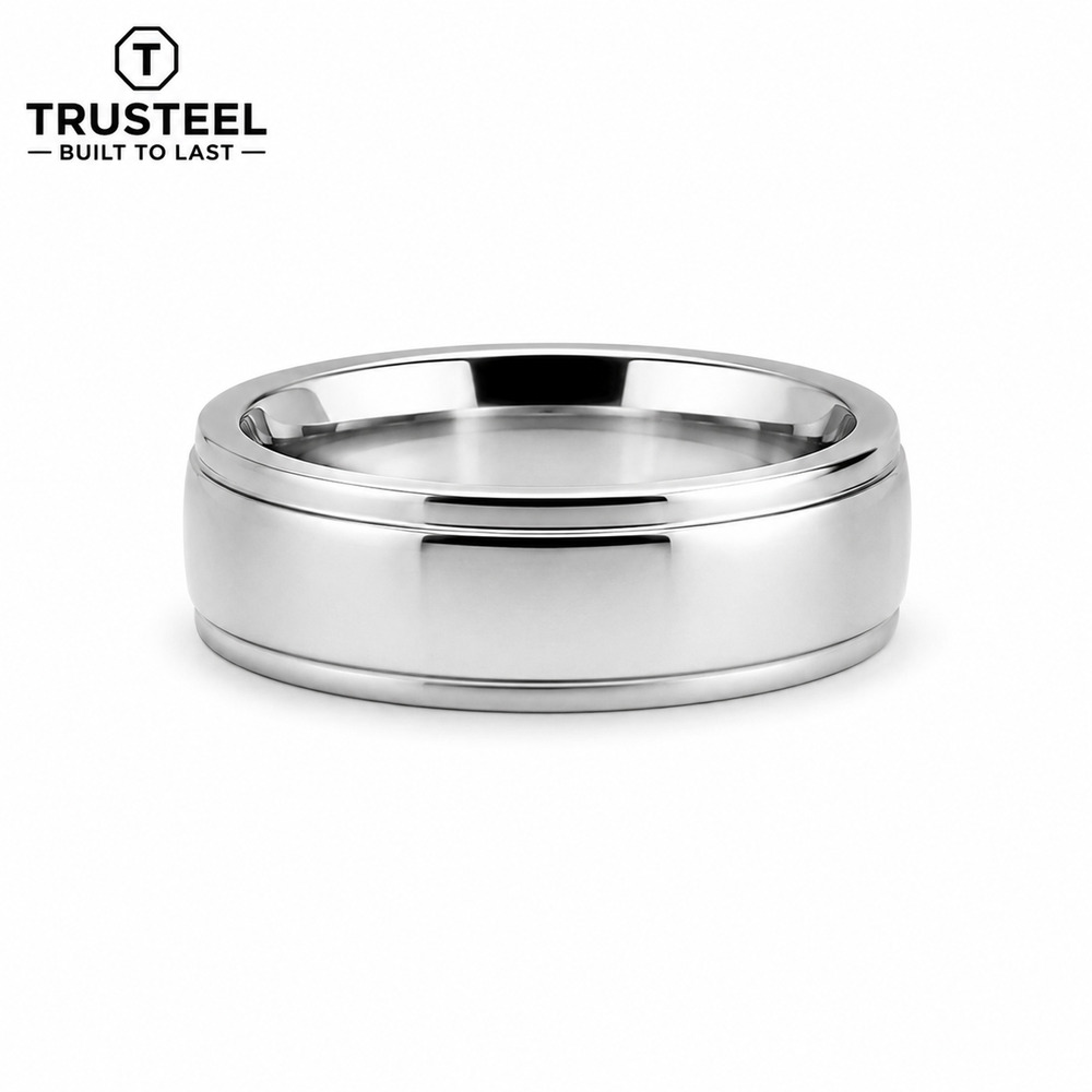 316L Stainless Steel Wedding Band Ring Polished Comfort Fit Silver 6mm size 10
